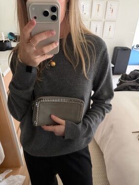 Stella McCartney Grey Chain-Trim Zip Wallet